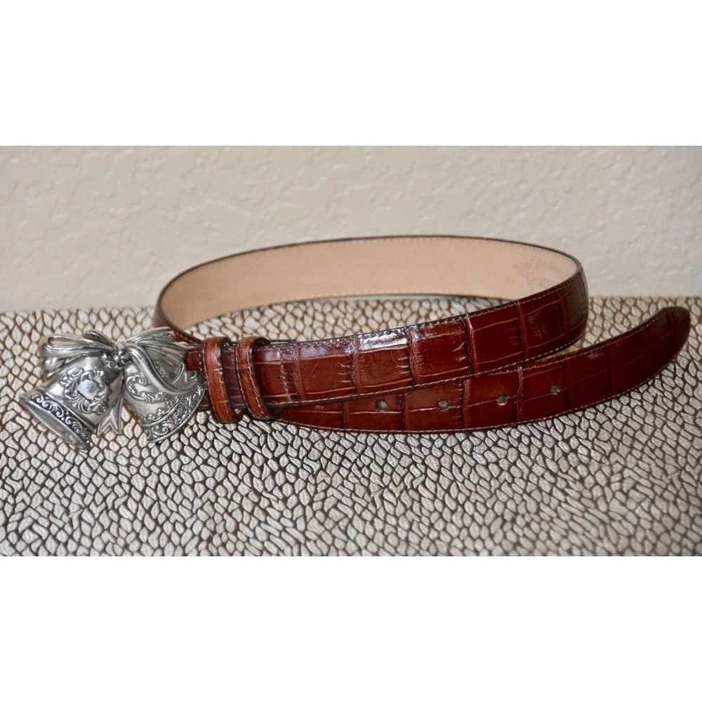 Brighton Holiday Signature Series 1998 Brown Leather Snake Print Belt Size 28